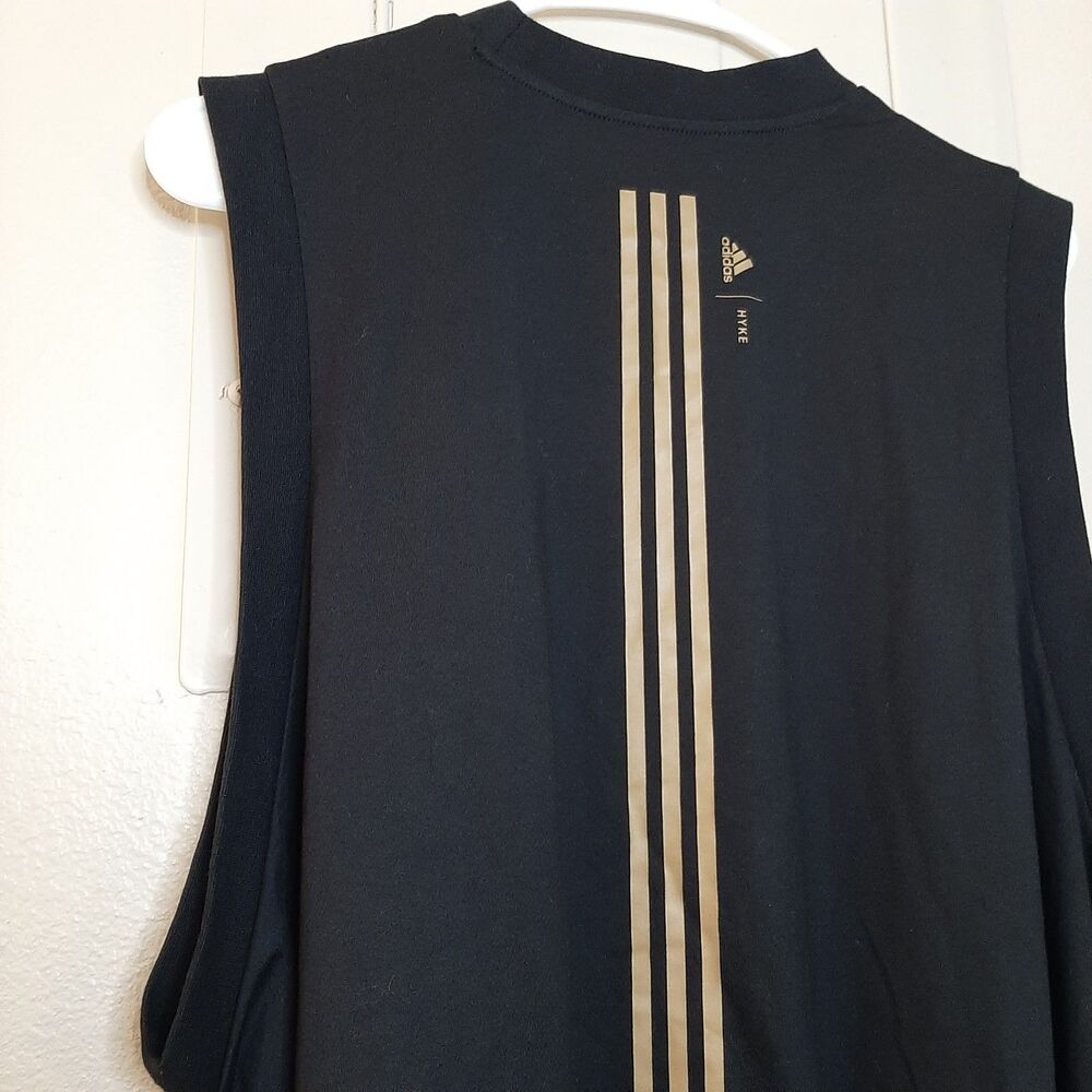 NEW Adidas HYKE Tank Top Black Gold Women Size M No Sleeve Tee Flare Sides - Picture 12 of 12
